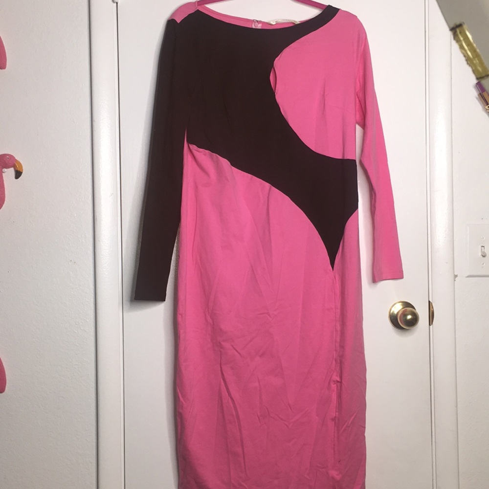 Eshakti pink and black midi dress